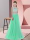 Apple Green Two Pieces Halter Top Sleeveless Tulle Floor Length Zipper Lace Quinceanera Dama Dress