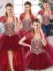 Customized Floor Length Ball Gowns Sleeveless Burgundy 15th Birthday Dress Lace Up