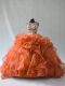 Affordable Rust Red Sweet 16 Dress Organza Sleeveless Beading and Ruffles