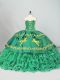 Green Vestidos de Quinceanera Sweetheart Sleeveless Brush Train Lace Up
