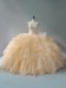 Stylish Gold Lace Up Sweetheart Beading and Ruffles Quinceanera Gowns Organza Sleeveless Brush Train Stylish Gold Lace Up Sweetheart Beading and Ruffles Quinceanera Gowns Organza Sleeveless Brush Train