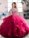 Fabulous Ball Gowns Quinceanera Gowns Fuchsia Scoop Tulle Sleeveless Floor Length Lace Up