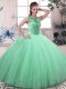 Delicate Apple Green Scoop Lace Up Beading Quinceanera Dresses Sleeveless