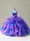 Floor Length Multi-color Quinceanera Dress Organza Sleeveless Beading and Ruffles