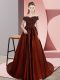 Extravagant Rust Red Satin Zipper 15th Birthday Dress Sleeveless Court Train Appliques