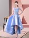 Delicate Scoop Sleeveless Satin Quinceanera Court of Honor Dress Lace Zipper