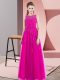 Ideal Floor Length Fuchsia Prom Gown Tulle Sleeveless Beading  Ideal Floor Length Fuchsia Prom Gown Tulle Sleeveless Beading
