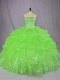Exceptional Ball Gowns Organza Strapless Sleeveless Beading and Ruffles Floor Length Lace Up Vestidos de Quinceanera