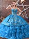 Admirable Sleeveless Embroidery and Ruffled Layers Lace Up Sweet 16 Dress