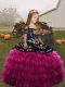 Fuchsia Straps Embroidery and Ruffles Little Girls Pageant Dress Wholesale Sleeveless