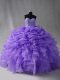 Cheap Floor Length Ball Gowns Sleeveless Lavender Quince Ball Gowns Lace Up