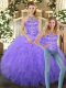 Hot Sale Sleeveless Floor Length Beading and Ruffles Lace Up Sweet 16 Quinceanera Dress with Lavender