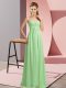 Apple Green Sleeveless Beading Floor Length Dress for Prom