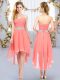 Romantic Watermelon Red Lace Up Sweetheart Belt Quinceanera Court Dresses Chiffon Sleeveless