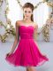Fantastic Fuchsia Chiffon Lace Up Quinceanera Dama Dress Sleeveless Mini Length Ruching Fantastic Fuchsia Chiffon Lace Up Quinceanera Dama Dress Sleeveless Mini Length Ruching