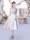 Champagne Vestidos de Damas Wedding Party with Lace and Belt Scoop Sleeveless Lace Up