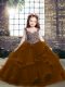 Brown Straps Lace Up Beading Little Girls Pageant Dress Wholesale Sleeveless