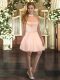 Fantastic Peach Sleeveless Beading Mini Length Dress for Prom