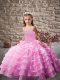 New Style Lilac Straps Lace Up Beading and Ruffled Layers Kids Formal Wear Brush Train Sleeveless