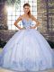 Ball Gowns Sweet 16 Dress Lavender Sweetheart Tulle Sleeveless Floor Length Lace Up