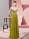 Fantastic Floor Length Olive Green Prom Evening Gown Chiffon Sleeveless Beading