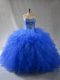 Floor Length Royal Blue Sweet 16 Dress Sweetheart Sleeveless Lace Up