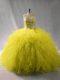 Green Sweetheart Lace Up Beading and Ruffles Quince Ball Gowns Sleeveless