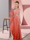 Empire Party Dresses Orange Red One Shoulder Chiffon Sleeveless Asymmetrical Side Zipper