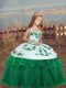 High Class Dark Green Ball Gowns Tulle Straps Sleeveless Embroidery Floor Length Lace Up Little Girls Pageant Dress