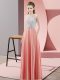 Watermelon Red Satin Backless Dress for Prom Sleeveless Floor Length Beading