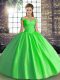 Shining Green Sleeveless Floor Length Beading Lace Up Sweet 16 Quinceanera Dress