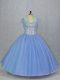 Blue Quinceanera Dresses Sweet 16 and Quinceanera with Beading Sweetheart Sleeveless Lace Up