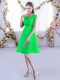 Green Dama Dress for Quinceanera Wedding Party with Lace V-neck Cap Sleeves Lace Up