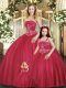 Affordable Red Quinceanera Gowns Sweet 16 and Quinceanera with Beading Strapless Sleeveless Lace Up