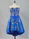 Blue Prom Dresses Prom and Party and Military Ball with Embroidery Sweetheart Sleeveless Lace Up