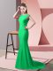 Luxury Green Short Sleeves Beading Backless Prom Evening Gown
