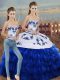 Luxurious Floor Length Two Pieces Sleeveless Royal Blue Quinceanera Dress Lace Up