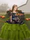 Beauteous Olive Green Ball Gowns Straps Sleeveless Tulle Floor Length Lace Up Embroidery Child Pageant Dress