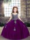 Best Straps Sleeveless Pageant Dress Wholesale Floor Length Appliques Purple Tulle
