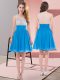 Discount Baby Blue Empire Scoop Sleeveless Chiffon Mini Length Side Zipper Beading Vestidos de Damas