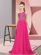 Empire Dress for Prom Hot Pink One Shoulder Chiffon Sleeveless Floor Length Side Zipper