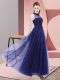 Beautiful Beading and Appliques Quinceanera Dama Dress Purple Lace Up Sleeveless Floor Length