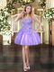 Lavender Sweetheart Lace Up Appliques and Ruffles Homecoming Dress Sleeveless
