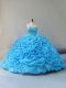 Best Baby Blue Lace Up Sweet 16 Dress Beading and Pick Ups and Hand Made Flower Sleeveless Court Train