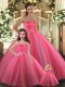 Coral Red Sleeveless Tulle Lace Up 15 Quinceanera Dress for Sweet 16 and Quinceanera