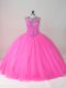 Cute Rose Pink Scoop Lace Up Beading Sweet 16 Dresses Sleeveless