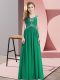 Glamorous Cap Sleeves Chiffon Floor Length Lace Up Prom Party Dress in Green with Beading