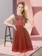 Dramatic Rust Red Empire Beading and Appliques Damas Dress Backless Chiffon Sleeveless Mini Length