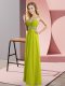 Nice Olive Green Empire Chiffon Straps Sleeveless Beading Floor Length Criss Cross Prom Evening Gown