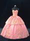 Pretty Satin Sleeveless 15 Quinceanera Dress and Embroidery